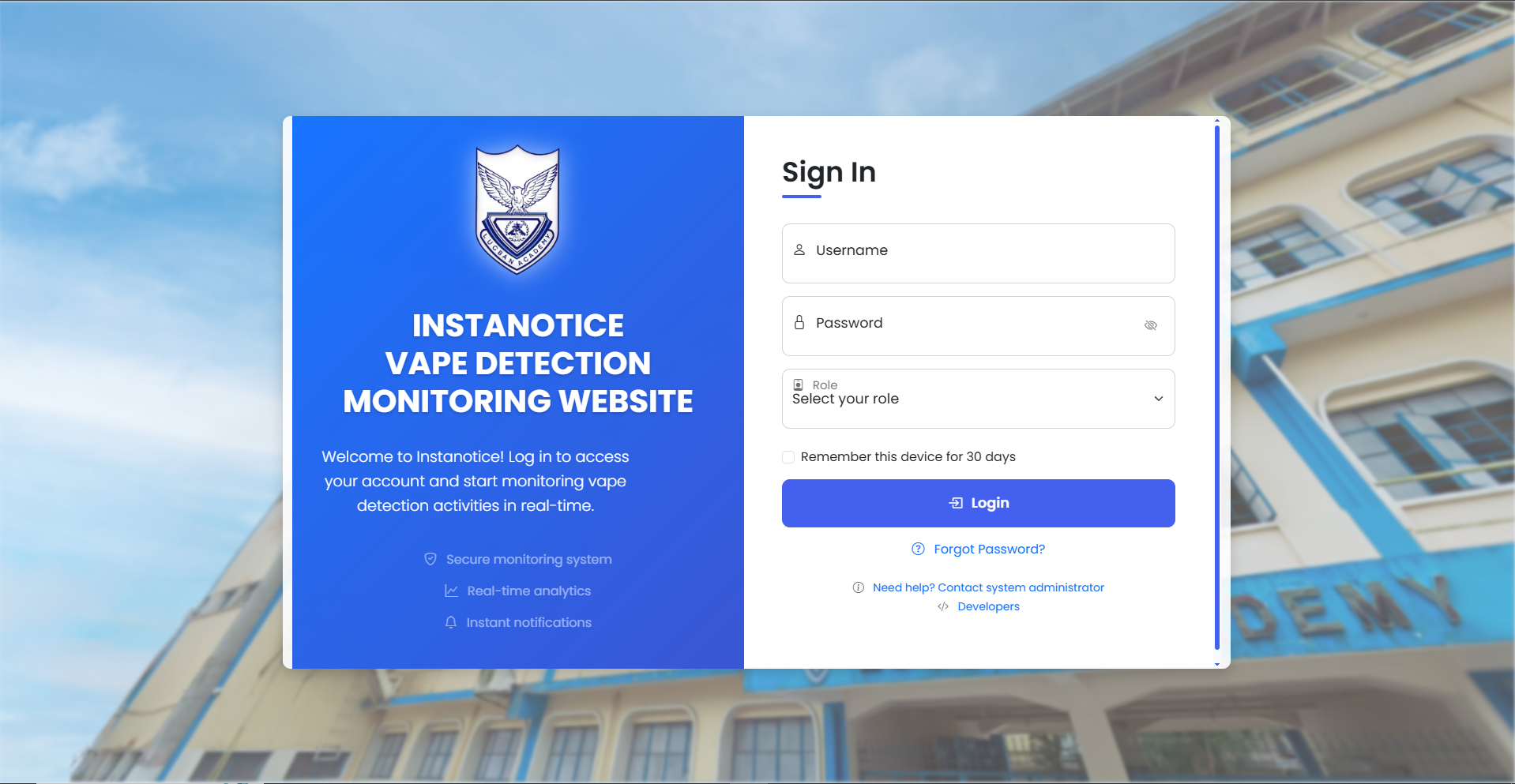 INSTANOTICE Interface